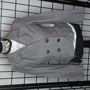Womens Ruff Hewn Grey Pinstripe Jacket